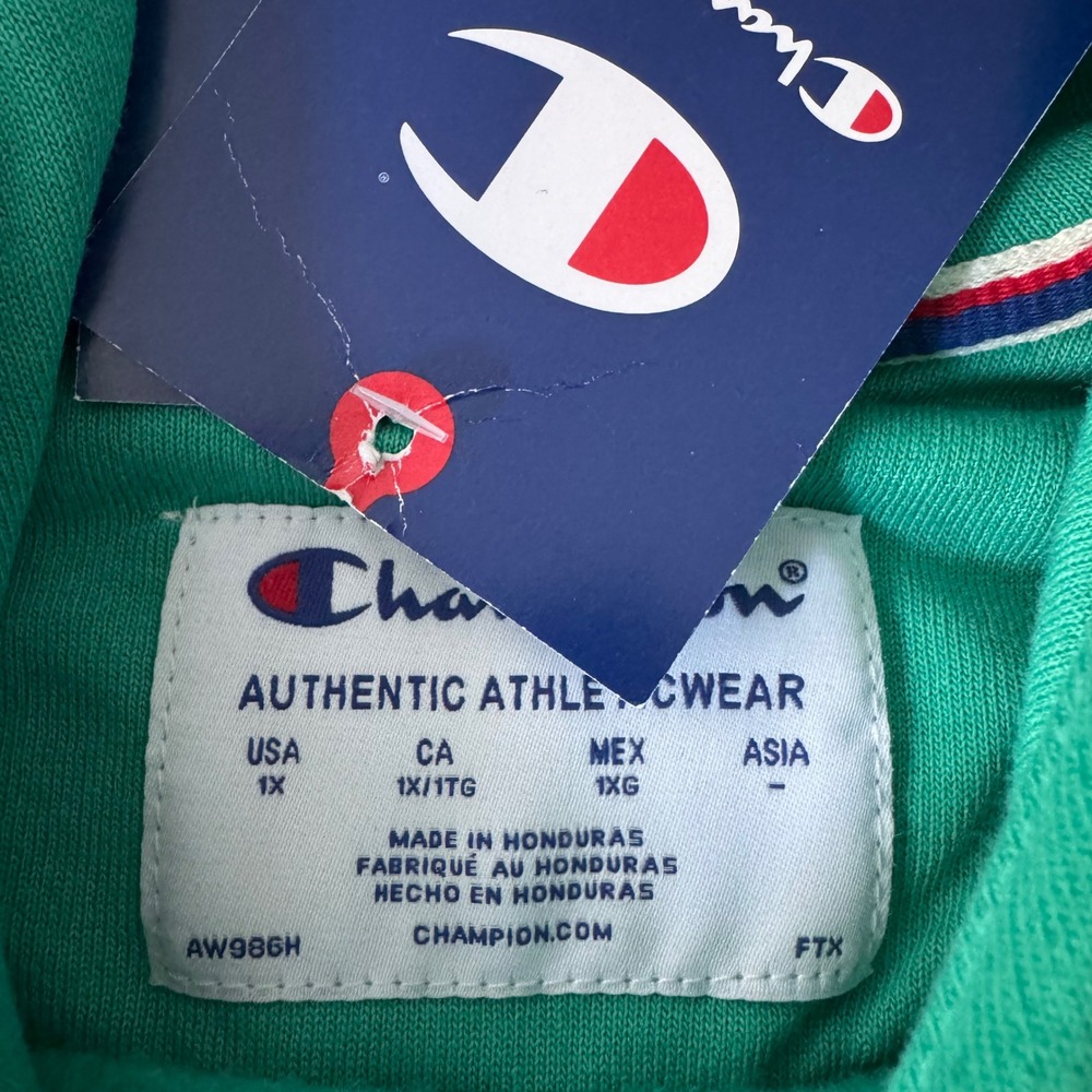 Champion Hoodie NWT Women 1X Green Colorful Script Logo Fleece Outdoor Pullover - Picture 5 of 11